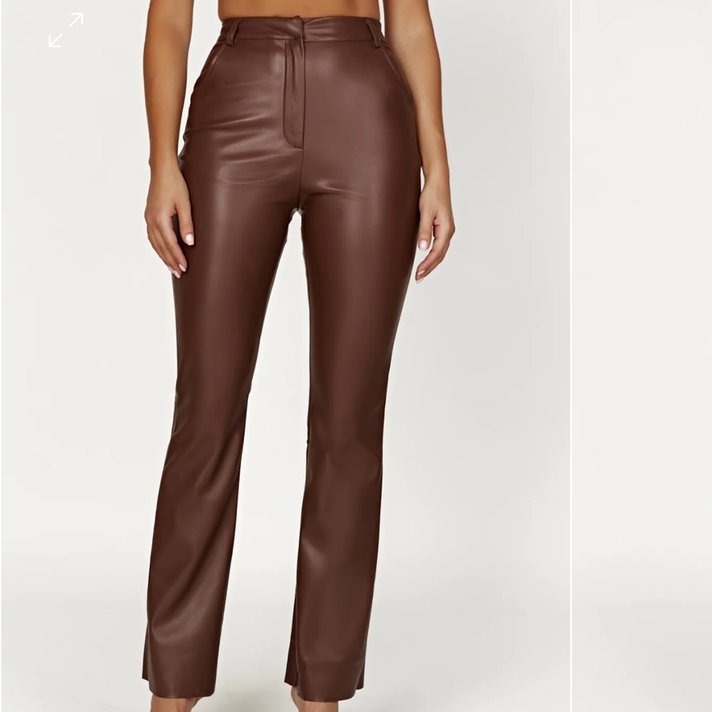 Meshki Tyra Brown Leather Pants